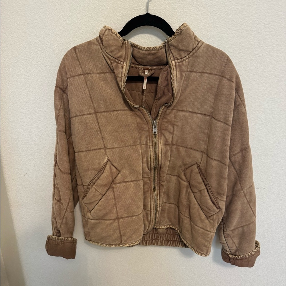 Free People Tan Quilted Jacket